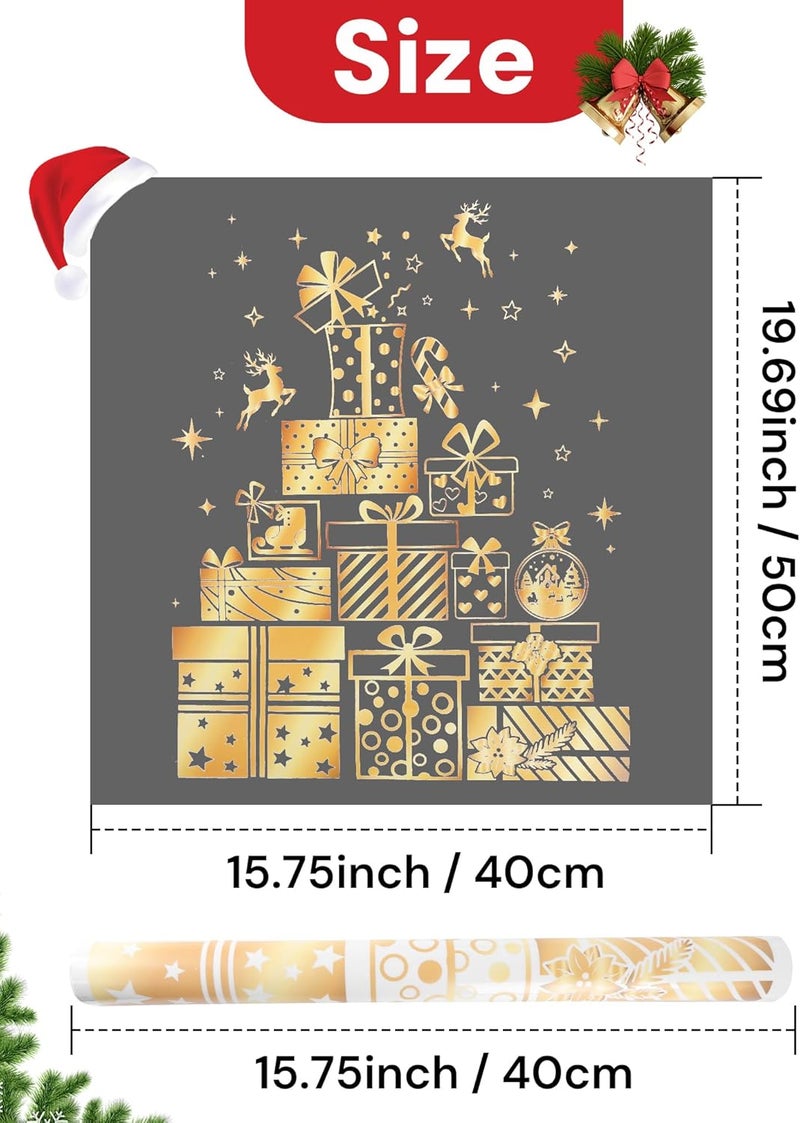 Nullyda Christmas Tree Window Clings for Glass, 19.69 * 15.75 Inch Large Golden Snowflake & Tree Decals, Removable Sticker for Glass Wall Mural Door Showcase DIY Christmas Decor - 2 Pack (Style B) - Image 4